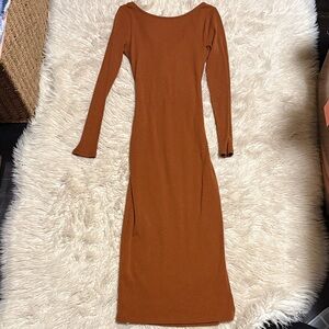 Long sleeve burnt orange dress